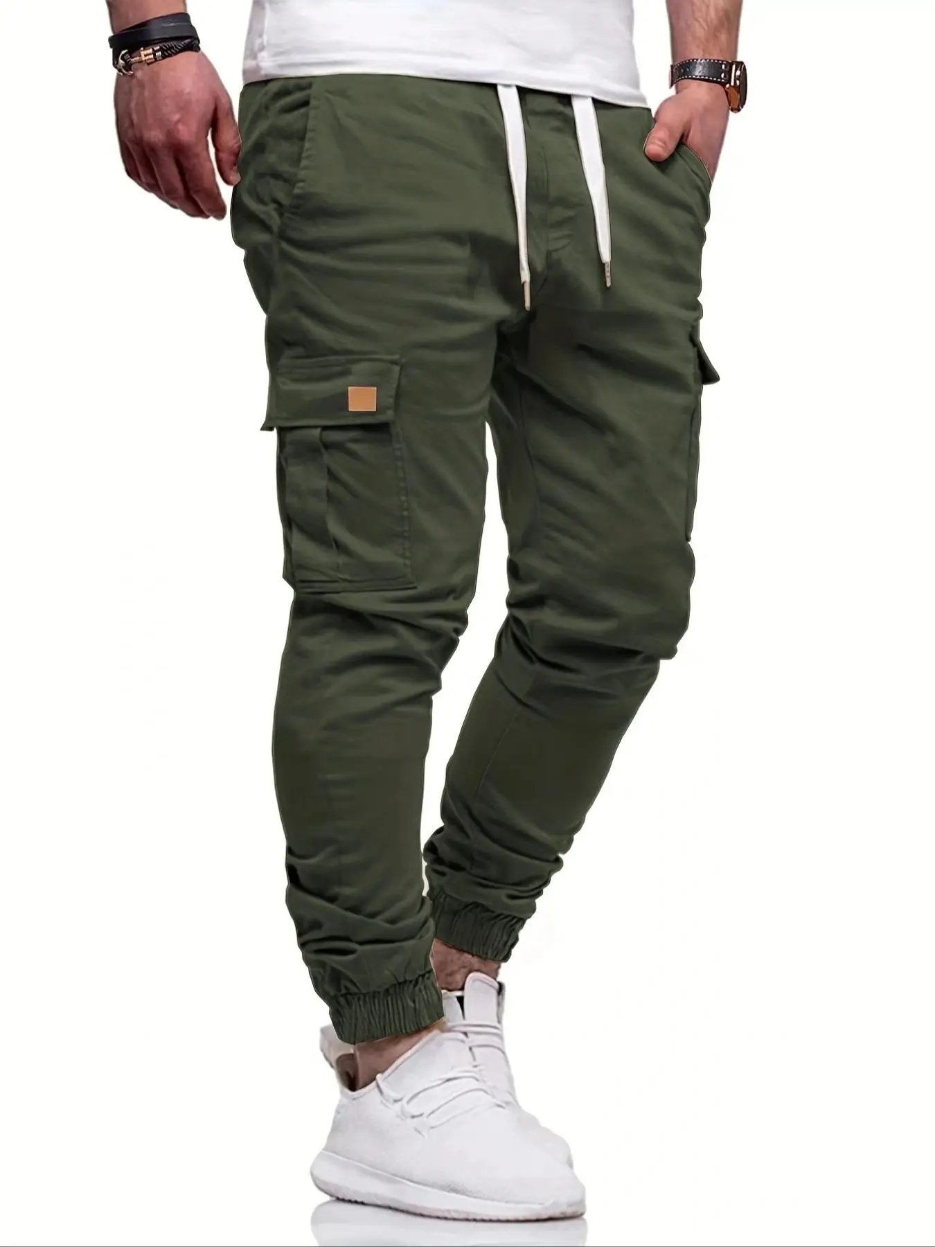 Herren Casual Jogginghose mit Kordelzug Cargo Wanderhose Outdoor Twill Trainingshose – Detail 12
