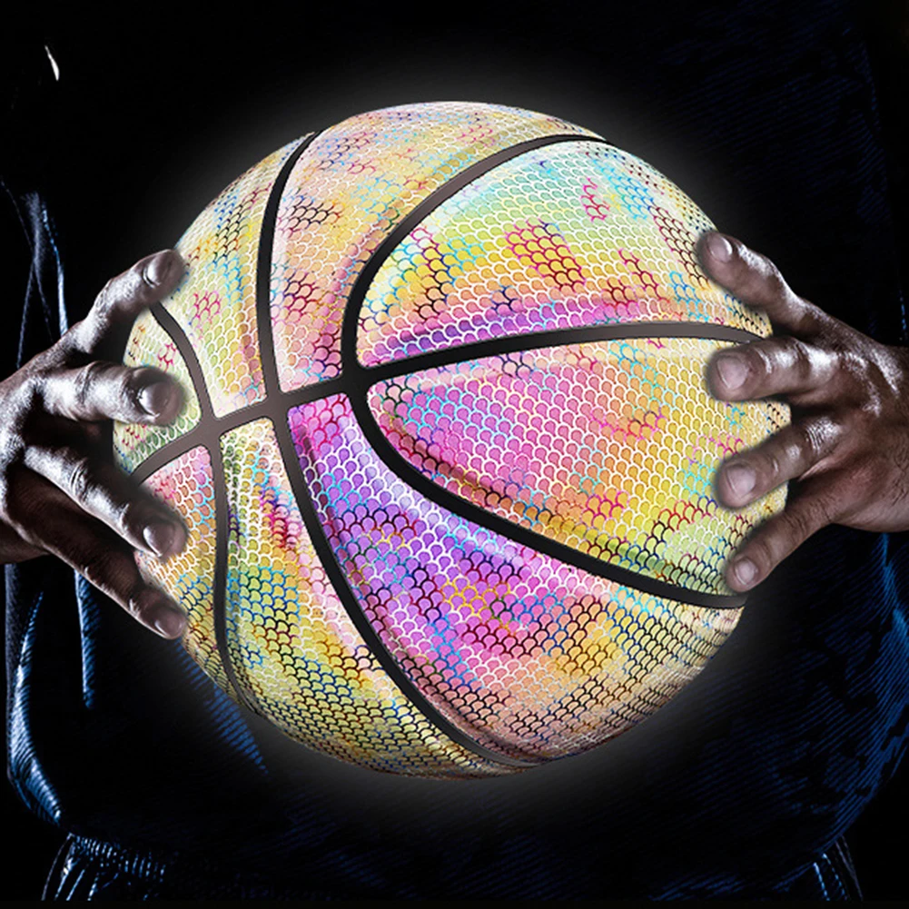 PU Basketball Reflective Ball Glowing Durable Basketball Luminous Luminous Basketballs Gifts Toys For Indoor Outdoor Night Game basketball balls