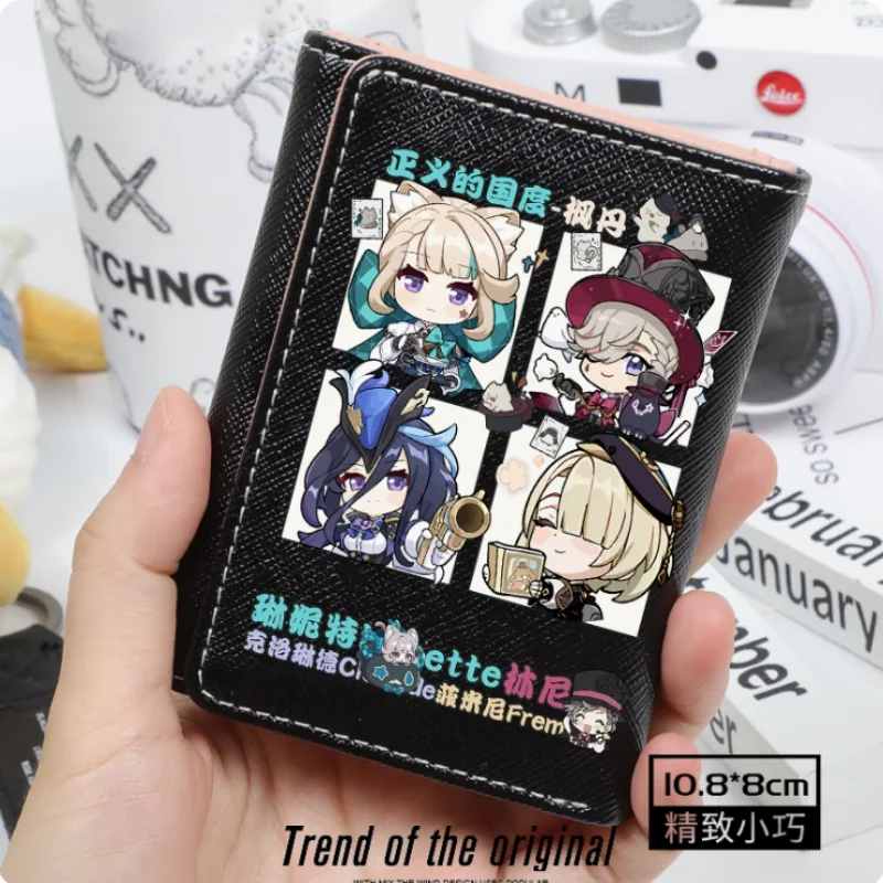 Anime Genshin Impact Fontaine Lyney Fashion Wallets PU Purse Card Holder Hasp Money Bag Cosplay Gift B004