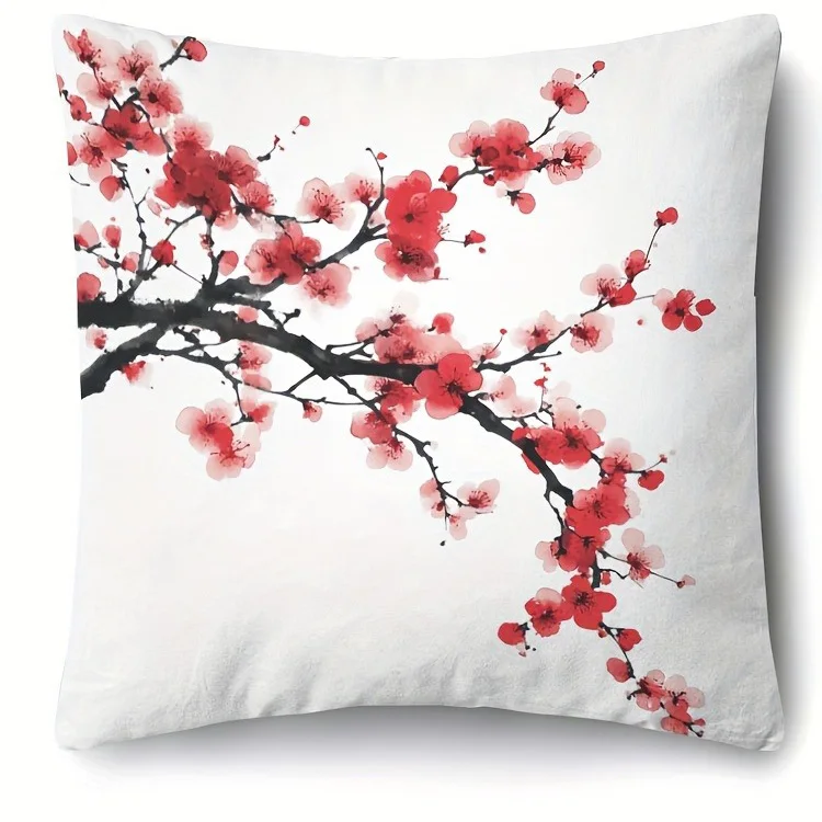 Red plum-blossom branch arrangement, design 2