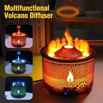 Volcanic Flame Aroma Diffuser With LED Night Light Portable Essential Oil Humidifier Auto Shut-Off 2 Color Modes For Home 1