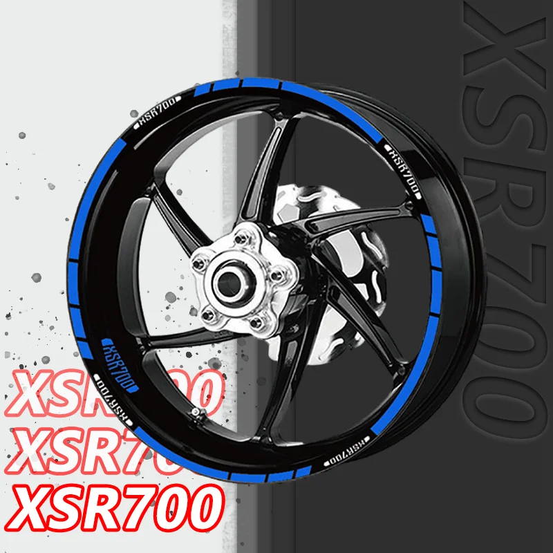 For YAMAHA XSR700 XSR900 XSR Motorcycle Tire Wheel Stripes Waterproof Reflective Stickers Front & Rear Tire Decals Stickers Kits