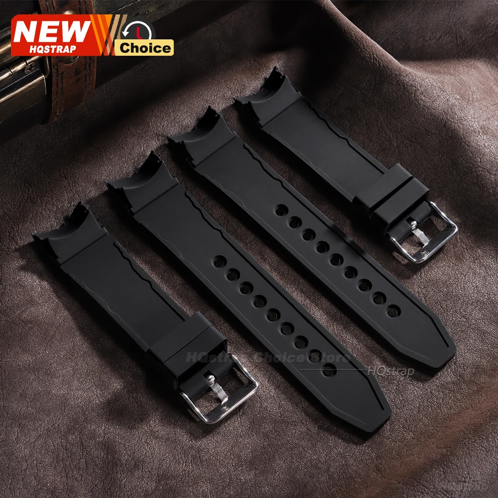 Curved Silicone Sports Watch Strap - Waterproof Soft Rubber Wristband