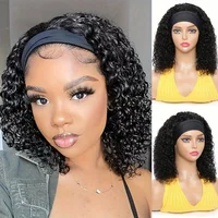 Perruque bandeau sans colle 100 % cheveux humains brésiliens Remy, densité 200 %, ondulée, bouclée, fabriquée à la machine pour femmes 4