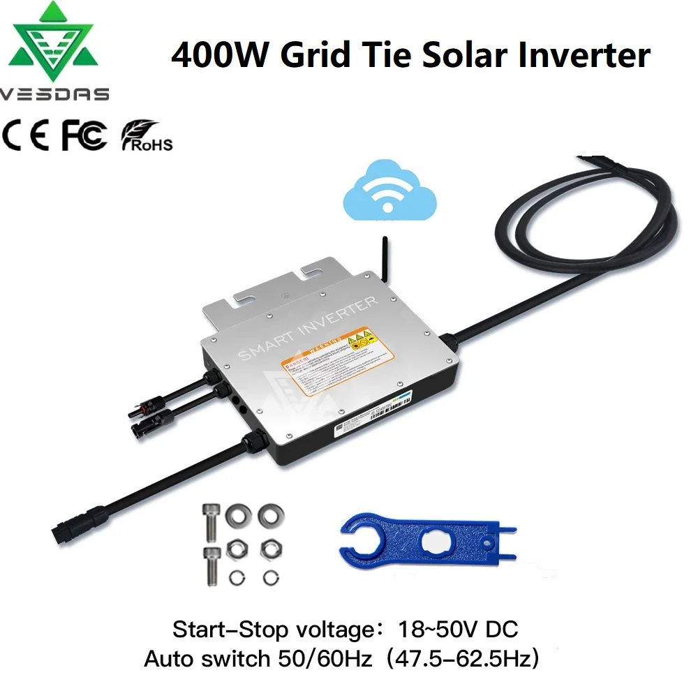 

700W 400W Solar Grid Tie Inverter IP65, 18~50VDC to AC 120V/240V Auto Pure Sine Wave Inverter for 2*200~350W PV,Ship From EU