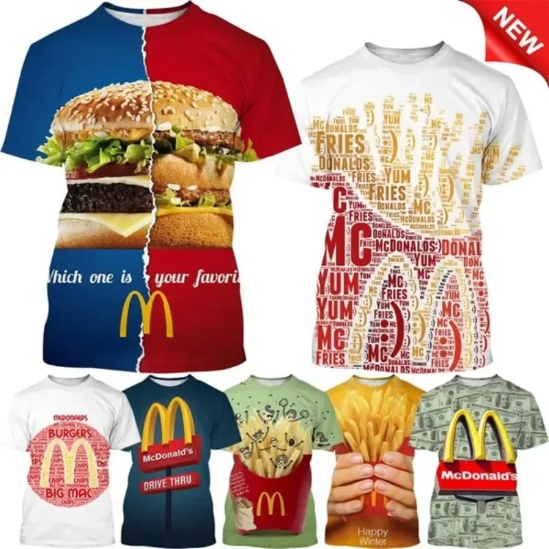 

McDonald's Food 3D T-shirt Casual Hip-Hop Cool Cola Burger French Fries Chicken Nuggets Printed T-Shirt