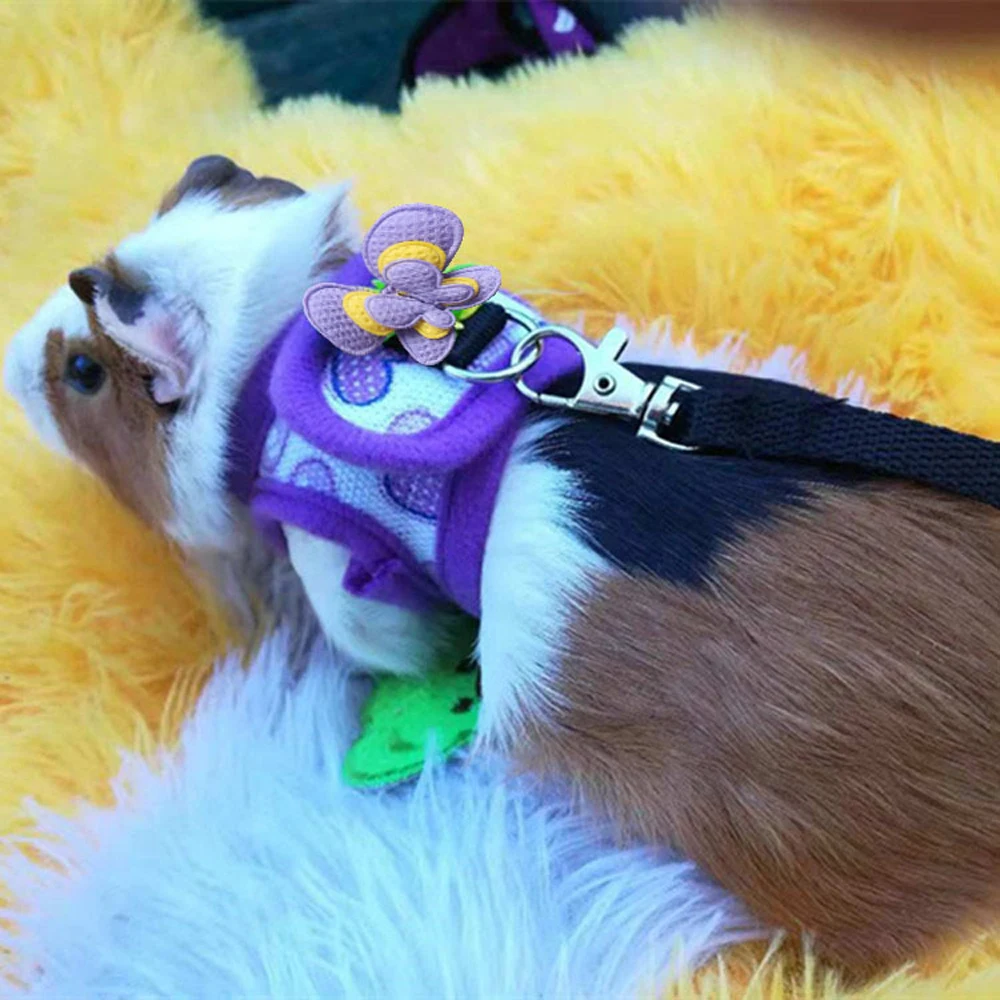Hamster Harness Vest Adjustable Leash Set with Bowknot for Pet Rabbits Guinea Pig Chinchilla Ferret Small Animal Accessories dog harness pet harness rabbit harness and leash set rabbit harness set