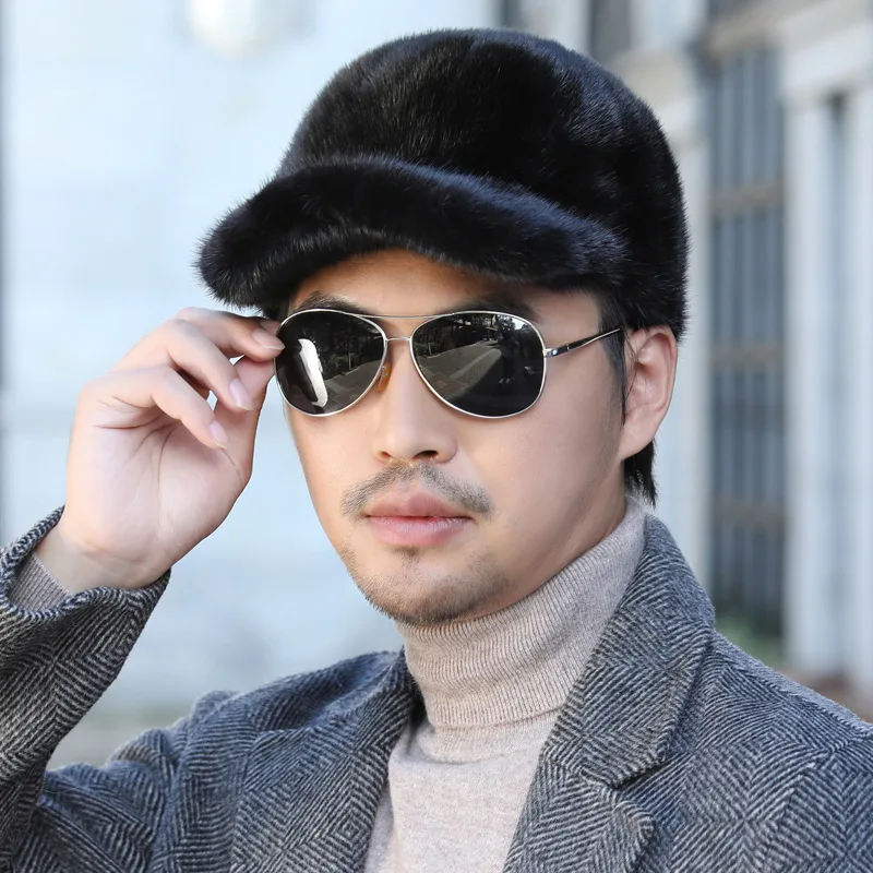 2026 Fashion Winter Fashion Gent 100% Genuine Real Mink Fur Hat