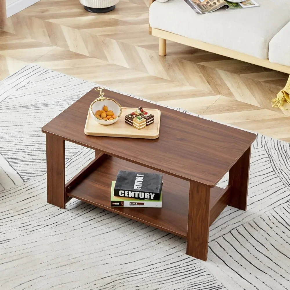 Coffee Tables for Living Room 2-Tier Sofa Side Table Modern Rectangular Coffee Table Living Room Furniture Center Café 3