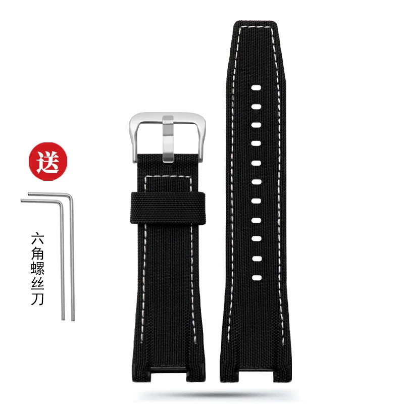 Фото Ремешок нейлоновый кожаный для часов Casio GST-210/W120L/S130L/S310, ремешок модифицированный для часов, Женский Разъем для мужского ремня №5