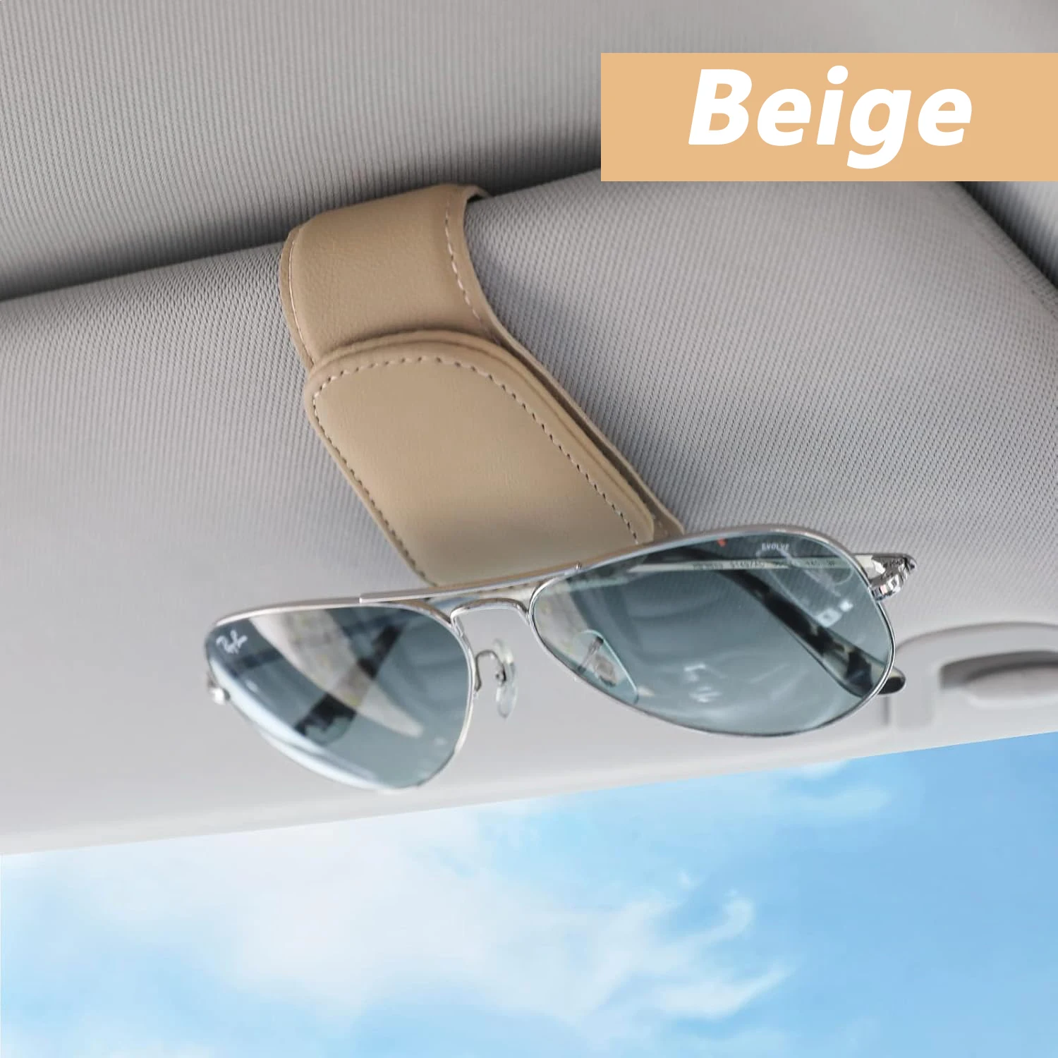 Magnetic Leather Car Sunshade Sunglasses & Ticket Holder