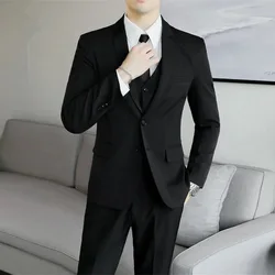 S-5XL (Blazer+Pants) Black Men's Suit High Quality Business Formal Business Office 2-piece Set Slim Groom Wedding Costume Homme