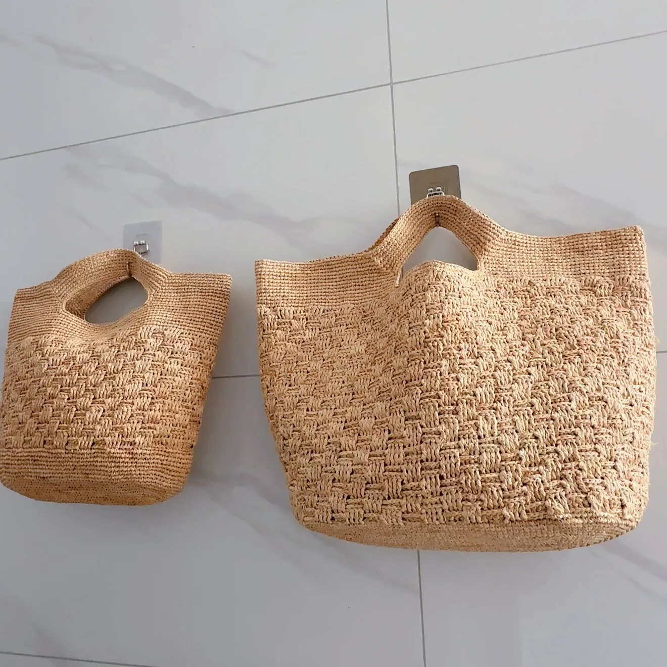 Hand-Woven Lafite Armpit Bag Summer Woven Tote Handbag Large Capacity Women's Shoulder Bag Paper Rope Weaving Ladies Beach Bag