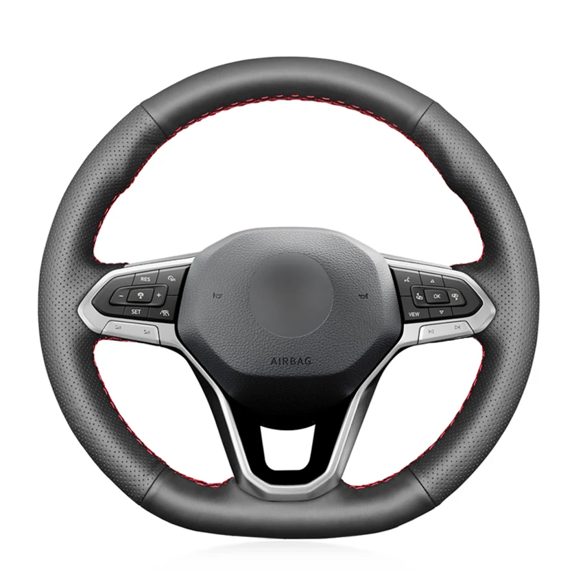 Coprivolante In Ecopelle Nera Per Volkswagen Vw Golf 8 Arteon Caddy Passat Tiguan Atlas T-Cross T6 Id.3 Id.4 2019-2021