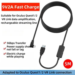 High-Speed USB3.2 Gen1 VR Link Cable with Quick Charge 9V 2A and 5Gbps USB-C Data Transfer (Signal Add A-C 5M)