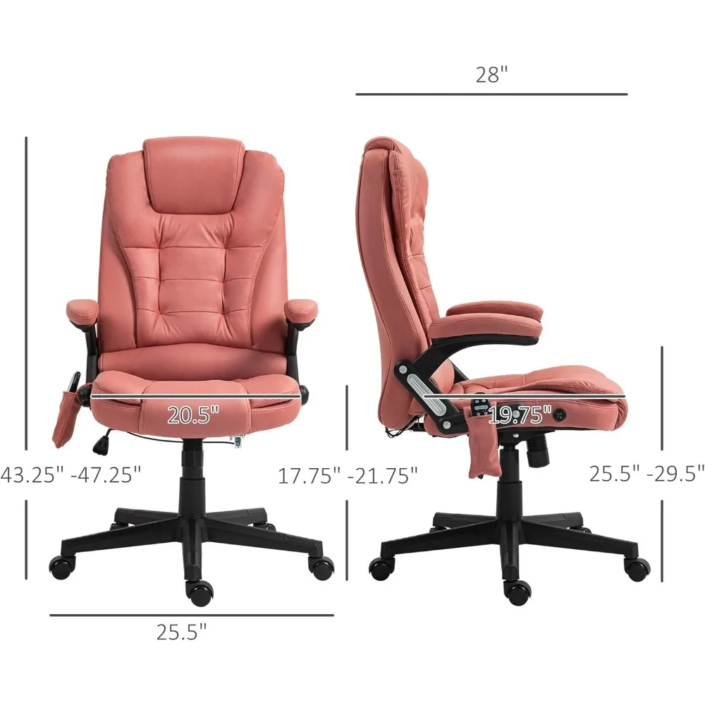 6 Point Vibrating Massage Office Chair with Heat, Microfiber High Back Executive Office Chair with Reclining Backrest. 3