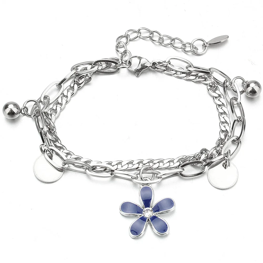 Stainless Steel Bracelets for Women Drip oil Flower Accessories Charm Bracelet Fashion Bracelet Jewelry