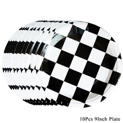 Racing Car Theme Birthday Party Supplies Set with Checkered Design - Includes Balloon Banner, Plates, Cups, Napkins, Food Boxes, and Gift Bags (Army green)