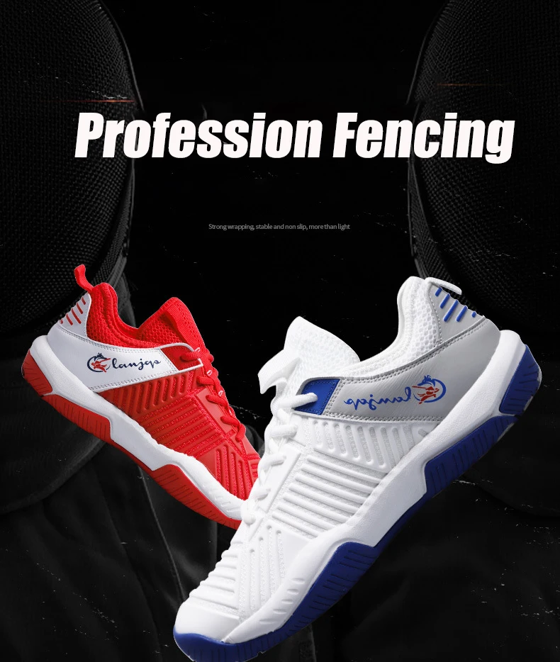 Description Picture 6 of itemNew Color Blue Adult Fencing Shoes Non Slip Indoor Breathable Fencer Sneakers Size 31-45 Men Women Table Tennis Badminton Shoes