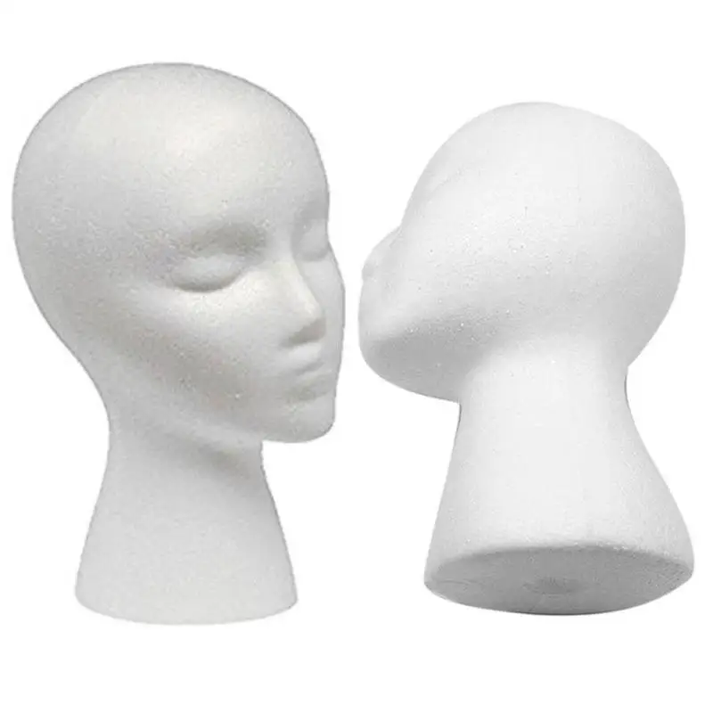 Testa di Manichino in Schiuma per Esposizione Parrucche, Occhiali, Cappelli, Modello di Testa di Manichino Bianco