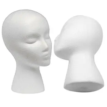 Testa di Manichino in Schiuma per Esposizione Parrucche, Occhiali, Cappelli, Modello di Testa di Manichino Bianco