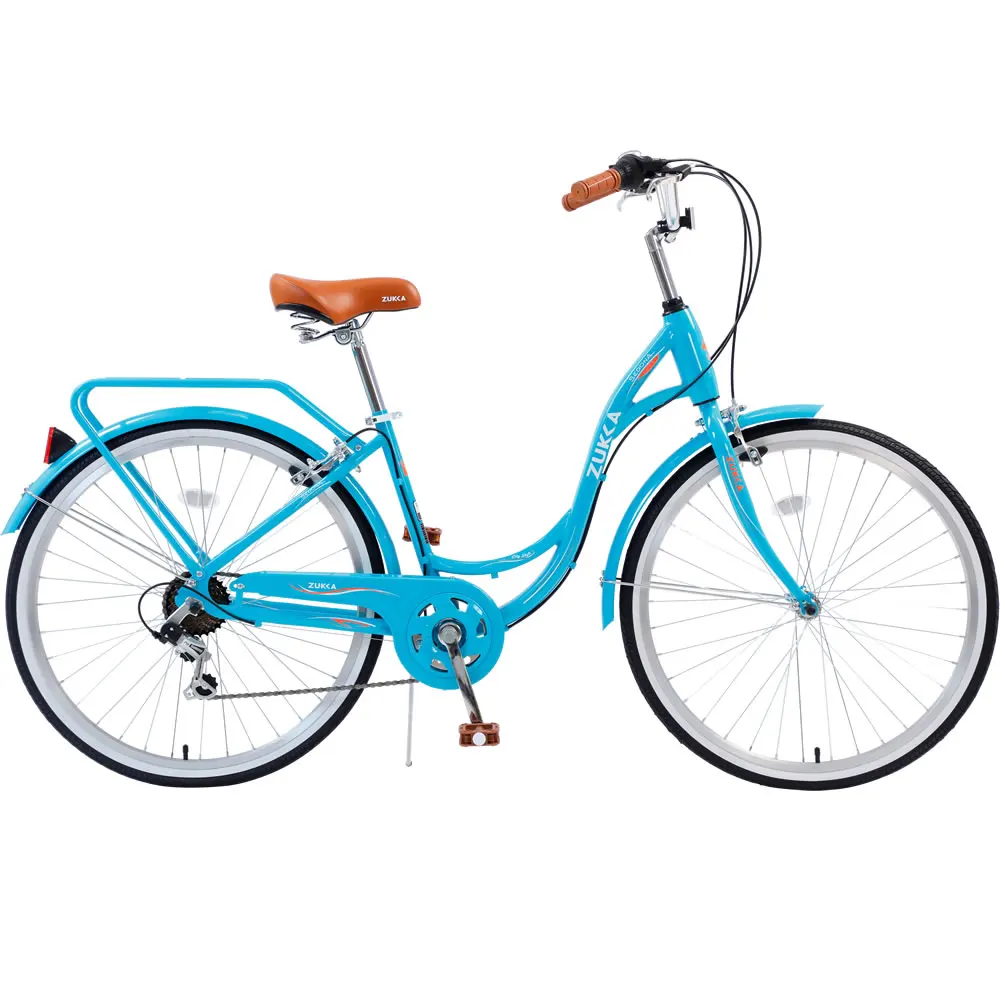 

26Inch Women 's Bike Ladies City Shimano 7-Speed Shifter Commute rBicycle 16 Inch Steel Frame Brown Leather Saddle
