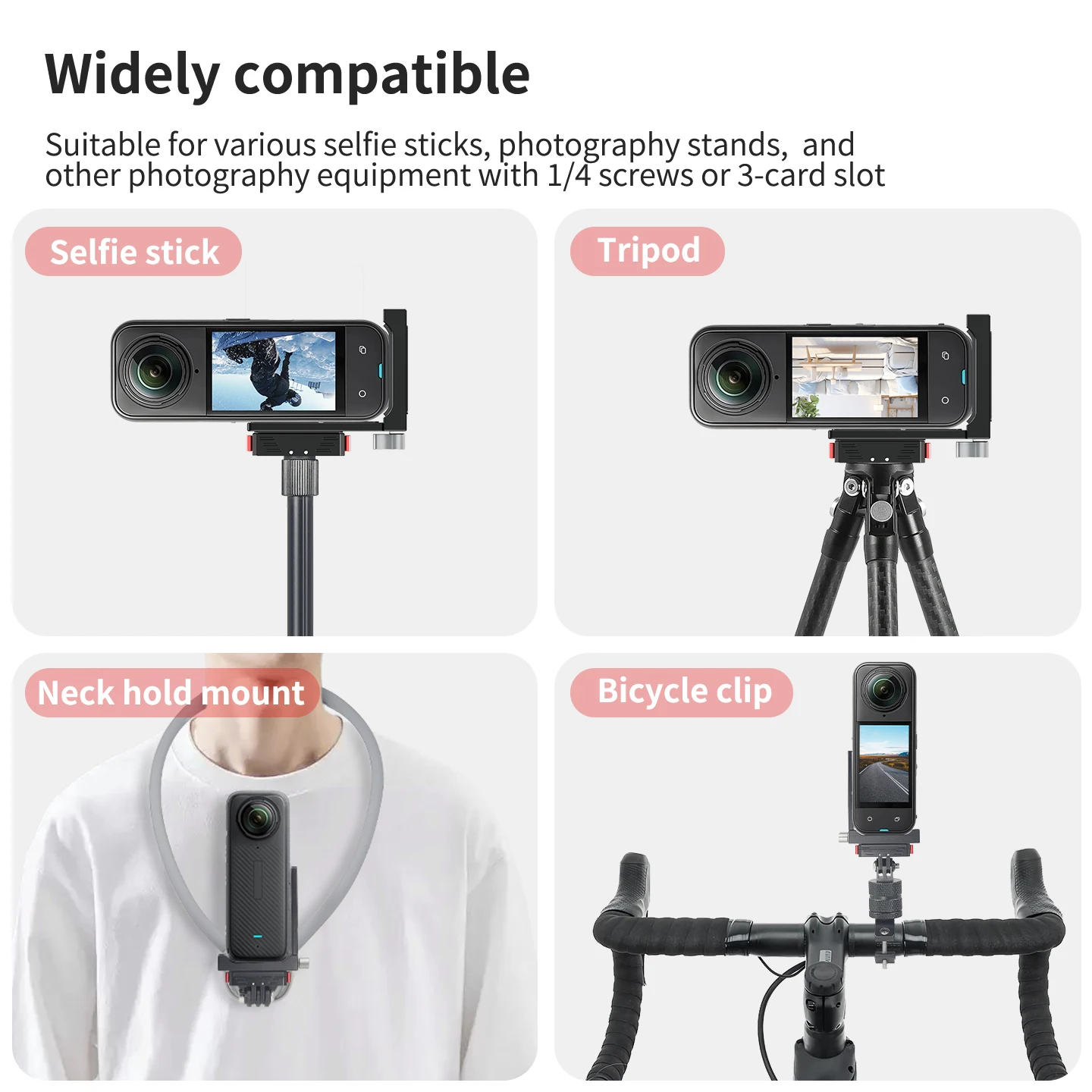 For Insta360 X5 X4 X3 X2 X Series Quick Release Plate Tripod Fast Switch Adapter 1/4" Arri Cold Shoe Mount Micphone Light Stand