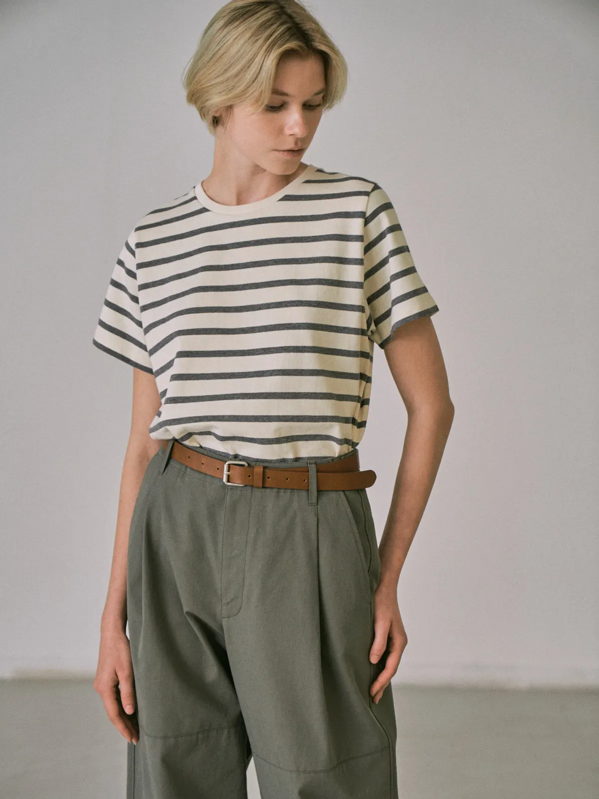 

2023 Spring New Stripes T-Short for Women 4 colors Korean Style Simple Casual Female Round Neck Pullover Tee Top