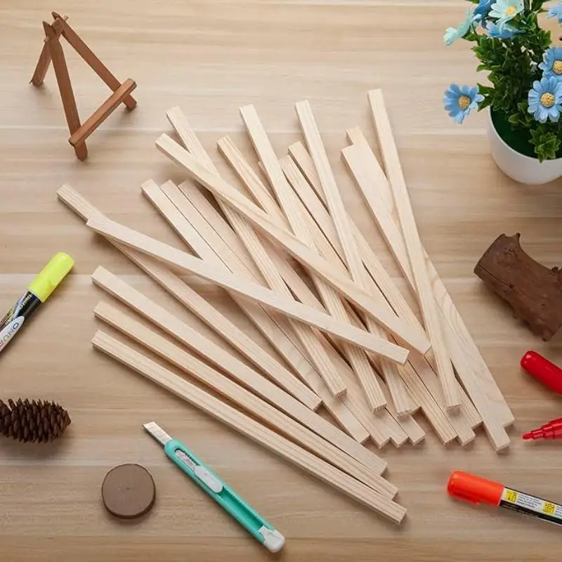 Description Picture 2 of item20-50pcs Basha wood Wood Wooden Strip Craft Square Cudgel Model Toys Building Carving Handicraft DIY Accessories Basha wood