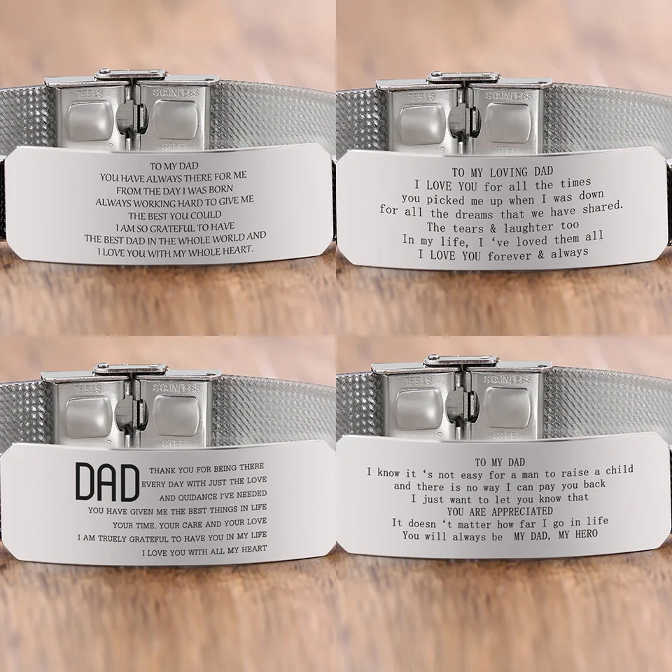 Vnox BEST DAD Bracelets Pour Hommes, Bracelet Personnalisé En Acier Inoxydable De 15 Mm, Bijoux Cadeaux Pour La Fête Des Pères De La Fille Et Du Fils