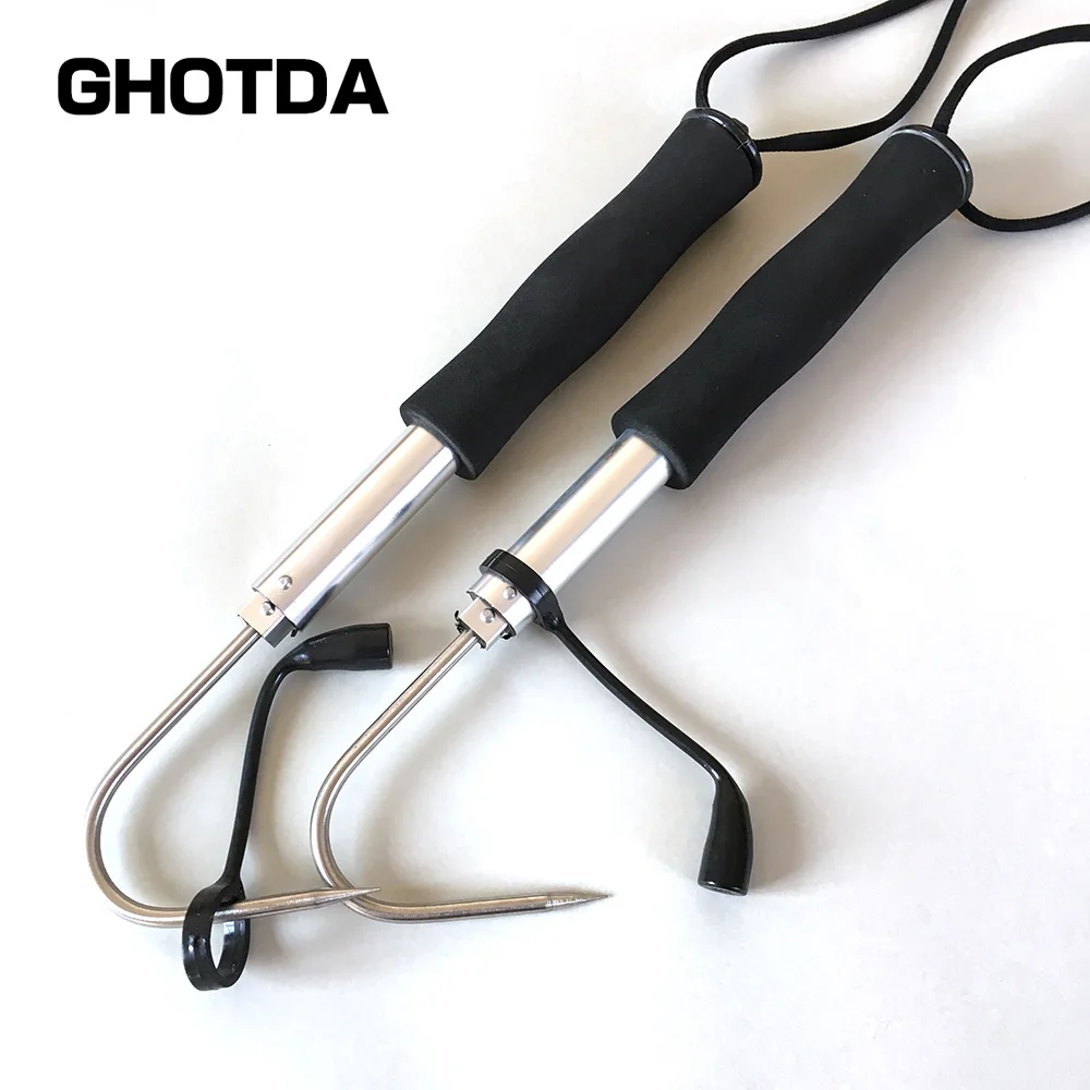 Telescopic Fish Gaff Stainless Sea Fishing Spear Hook Tackle Soft Handle Aluminium Pole Fishing Accessories 64/89/116cm