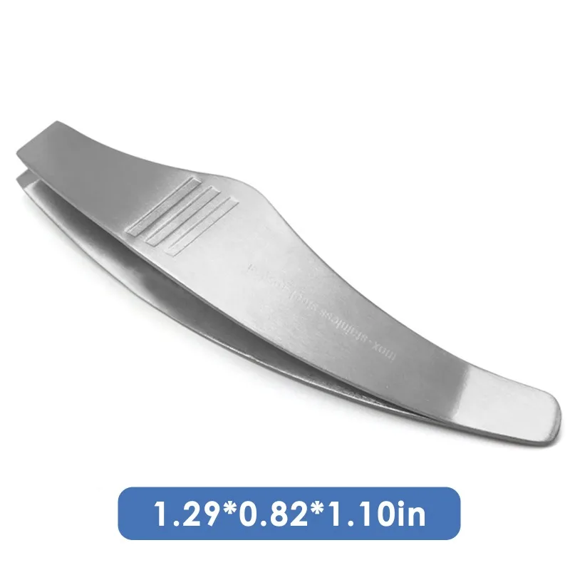 Description Picture 2 of item1pc Stainless Steel Fish Bone Tweezer Food Clips Food Tongs Hair Removal Tool Angled Ham Tweezers Kitchen Plier Seafood Tool