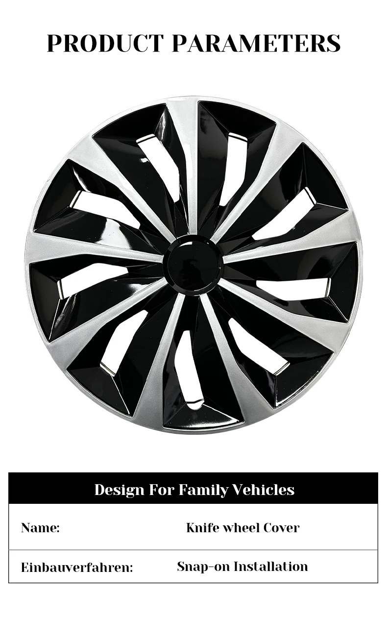 17 Zoll DP-Style Radkappen für Stahl- und Eisenfelgen, R17 Radabdeckungen, Felgenzubehör - 4er-Set – Detail 6
