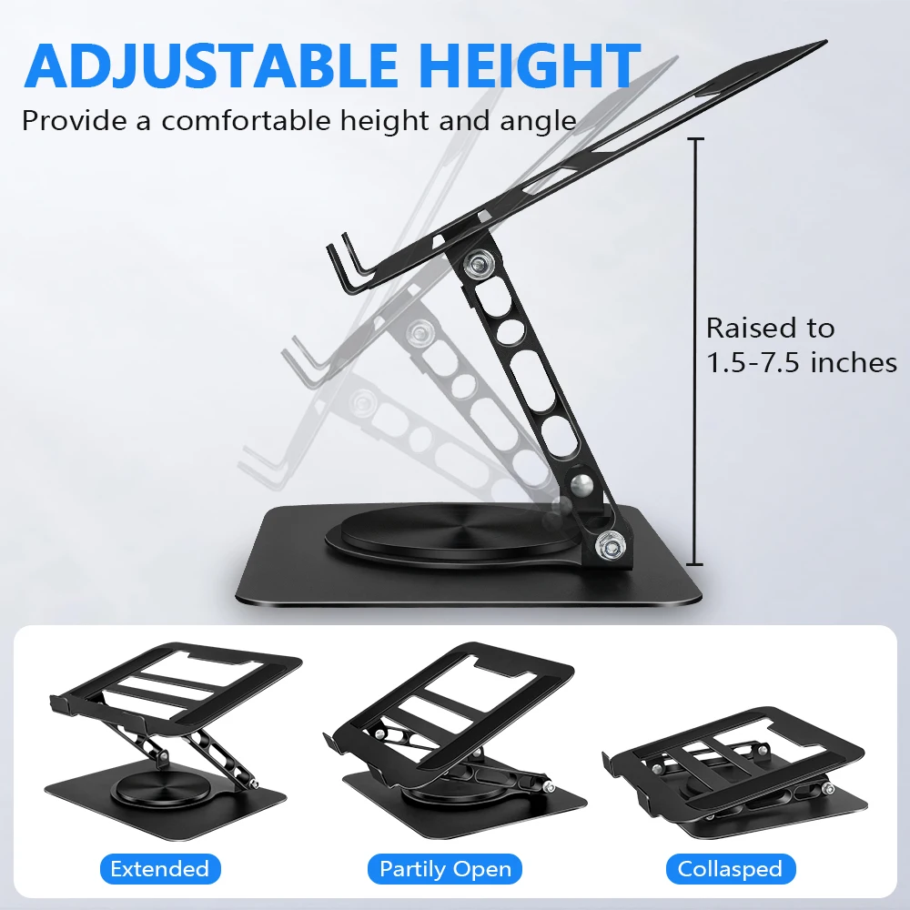 Enhance your title to: Portable 360° Rotating Laptop Cooling Stand with Adjustable Folding Design