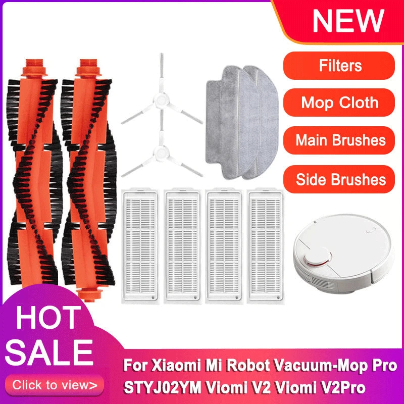 Fit For Xiaomi S10 S12 T12 B106L Mi Robot Vacuum-Mop Pro / Mop p / Mop 2S  STYJ02YM Viomi V2 SE Parts Main Side Brush Filter Mop