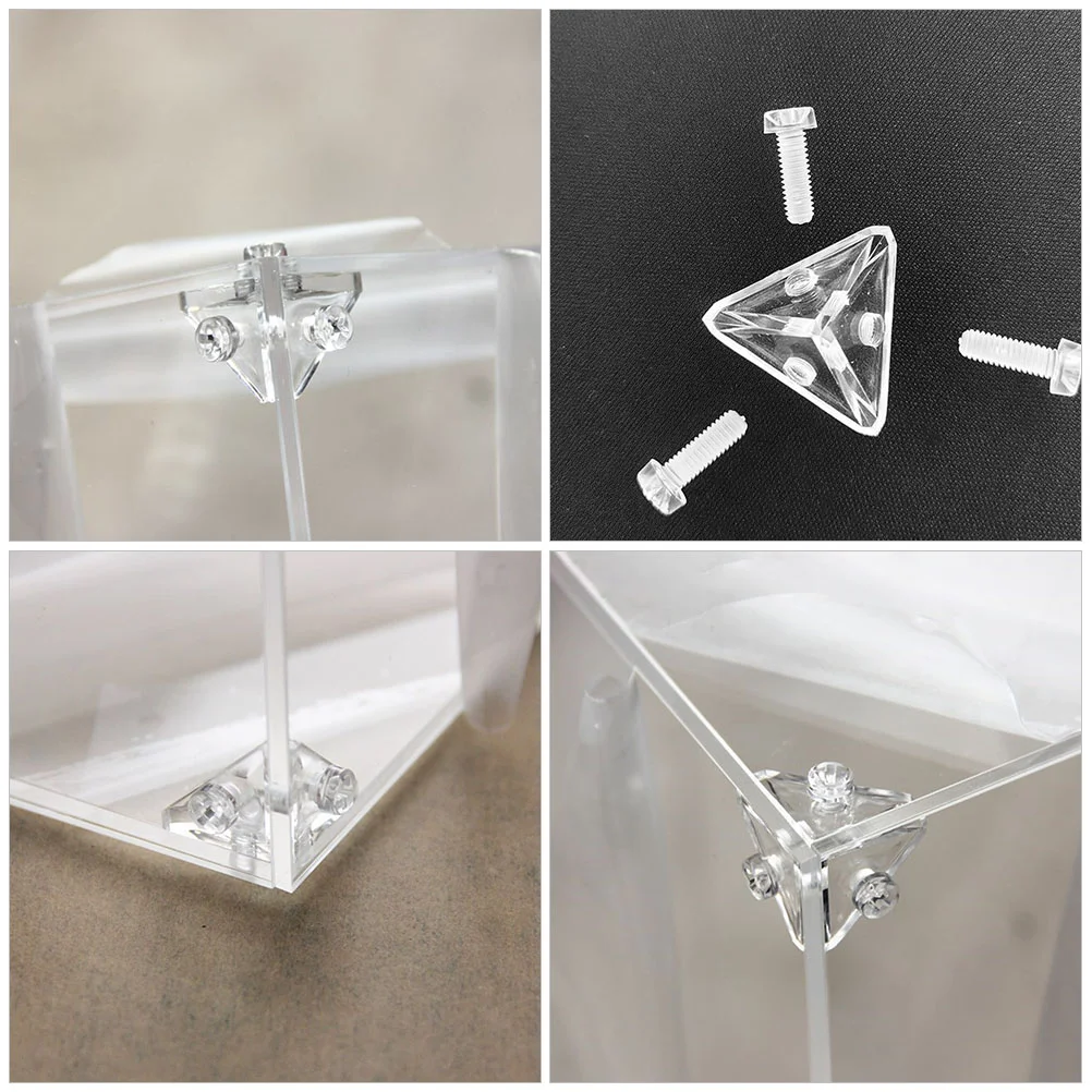 Corner Guard Acrylic Display Case Connector Clear Showcase Hardware Supplies Brackets Stable Safety Holder 8pcs/Lot desktop bracket
