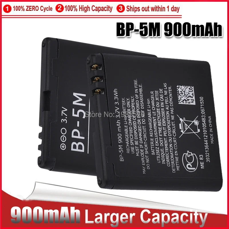 1-5PCS BP-5M for Nokia 6220 Battery Classic 6500 6110 Slide 8600 Cell Phone Replacement Luna Navigator 7390 5610 5700 6500S