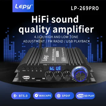 LEPY LP-269PRO HIFI 오디오 전력 증폭기, 블루투스 5.0 채널, 4.1 동축 USB SD FM 기능, 홈 시어터 사운드 시스템