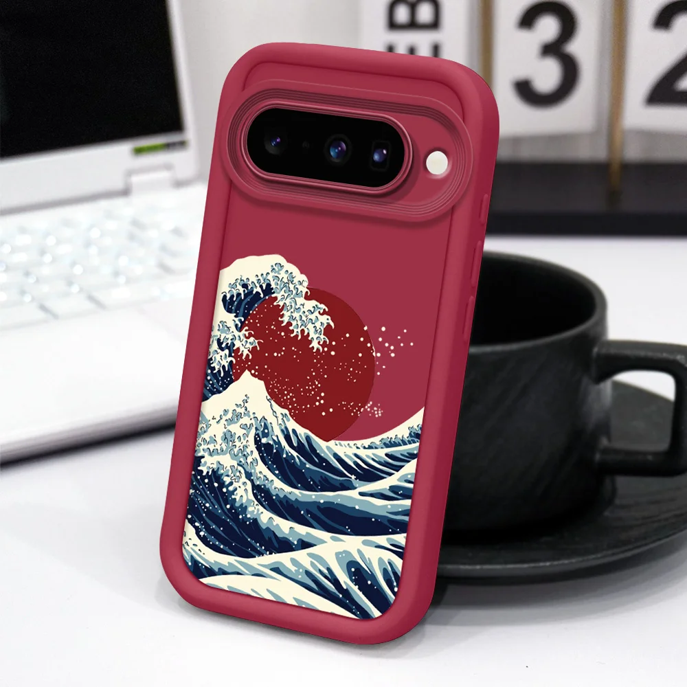Red Sun Waves Staircase Soft Phone Case Cover