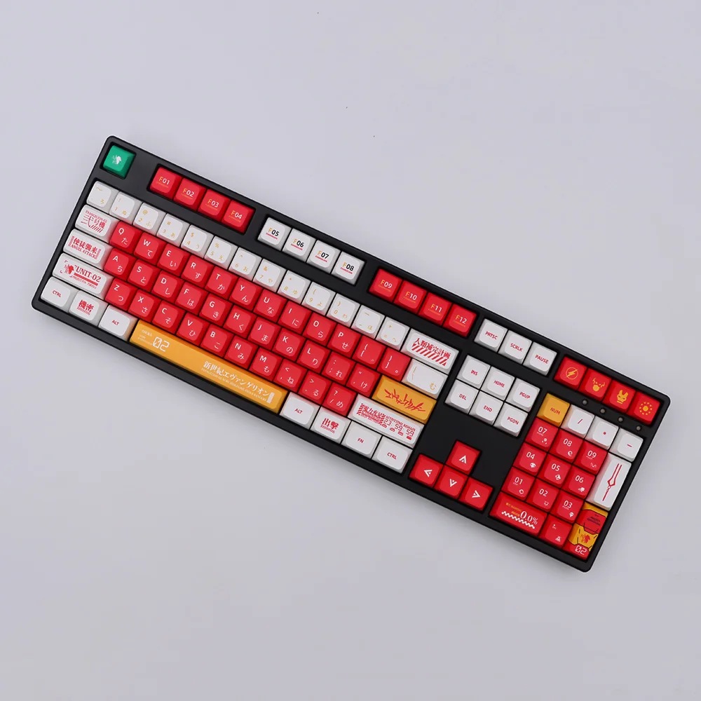 Chaves Conjunto Eva 02 Tema Keycaps Pbt Tintura Sub Tampões Chave para mx Switch Teclado Mecânico Xda Cherry Perfil Keycap 134 - Imagem 2