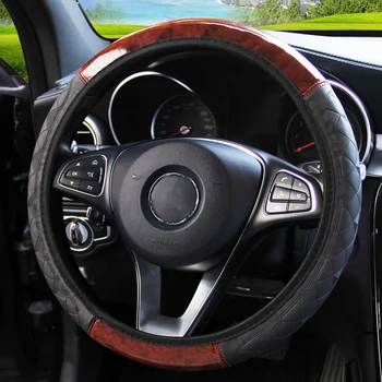 Coprivolante in pelle PU coprivolante per Auto 4 colori modello in legno decorazione automatica accessori interni universali