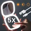 Mini Compact LED Makeup Mirror With Light 5X Magnifying Small Pocket Portable Travel Pink Black Foldable Cosmetic Vanity Mirrors 1