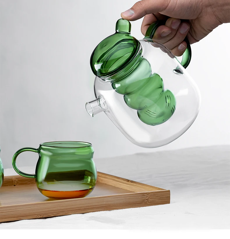 Description Picture 6 of itemJapanese Stained High Borosilicate Glass Tea Pot and Cup Set Can Fire Heating Kettle Big Capacity Filter Teapots Kung Fu Teaware