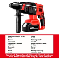 Brushless Cordless Electric Hammer Drill 3200RPM 4 Function Rotary Hammer 26mm Impact Drill Rechargeable For Makita 18V Battery 2