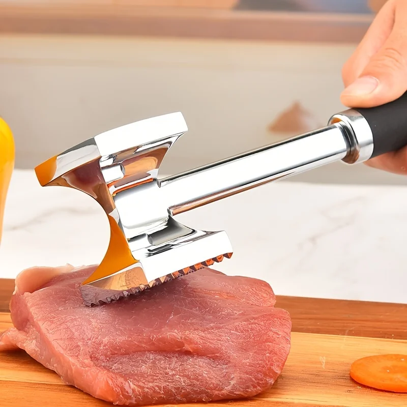 Stainless Steel Double-Sided Square Meat Tenderizer Hammer Food-Safe Kitchen Tool For Pork Chops Steak Western Cuisine