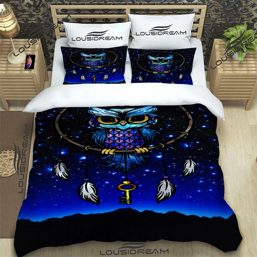 

DreamCatcher Moon Feather Comforter Bedding Set,Duvet Cover Bed Set Quilt Cover Pillowcase,King Queen Single Size Bedding Set