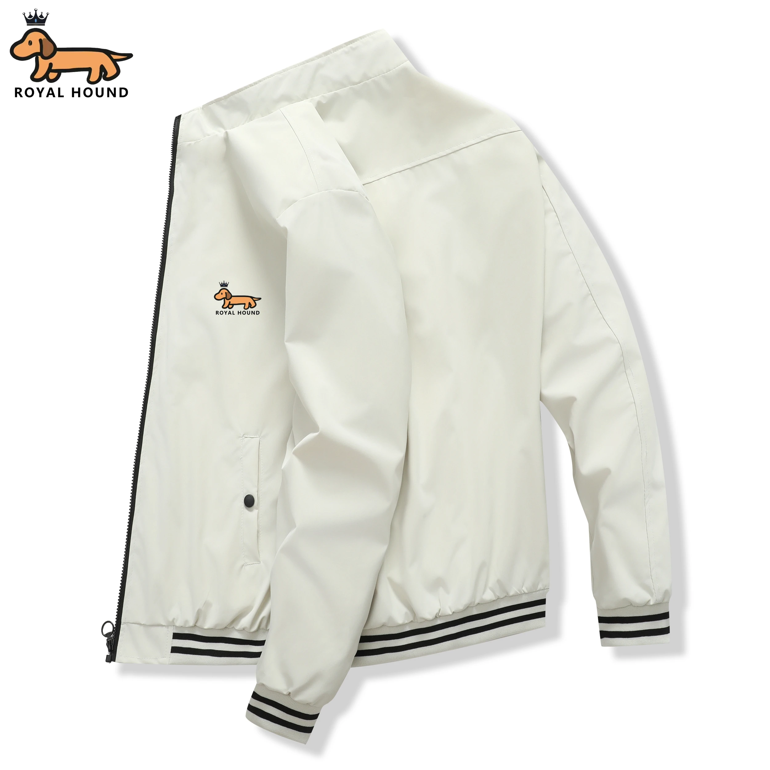 Royal Hound Men's Stand Collar work Casual Zipper Jacket Outdoor Sports Coat Windbreaker Jacket for Men Waterproof Jacket