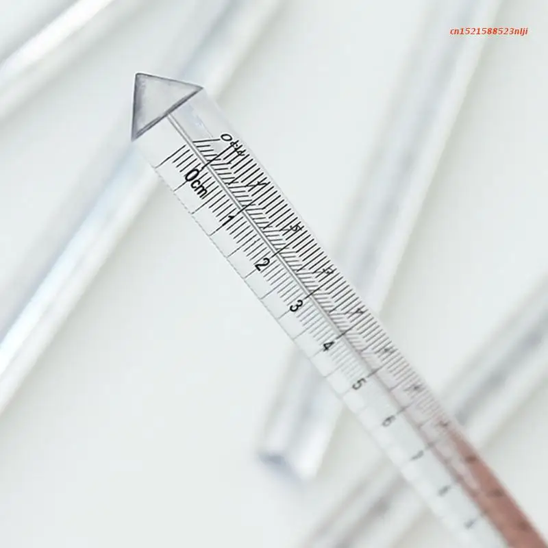 1 pc Transparent Triangular Prism Ruler Architect Scale Ruler 0-15cm Straight