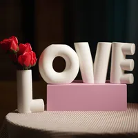 Glazed Ceramic Love Letters Vase Set, Modern Minimalist, Living Room, Wedding Party, Home Decoration Accessories, Interior Table 2