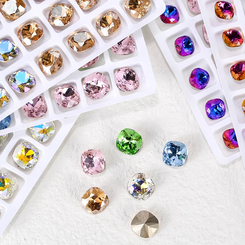 100pcs high-quality nail enhancement square diamond DIY jewelry accessories nail patch diamond crystal pointed bottom diamond 3